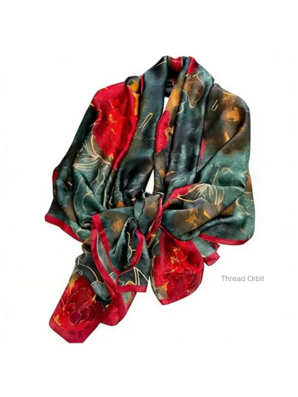 Women's Silk Feeling Floral Scarf Lightweight Large Satin Shawl Wrap